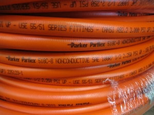 LOT TO INCLUDE: (3 ROLLS) PARKER PARFLEX NONCONDUCTIVE HOSING, (2) ROLLS SWAGELOK HOSING, (2) GOODYEAR FLAME RESISTANT HOSING, (2) EASTMAN HYTRON HOSING. LOADING & HANDLING FEE $15-4551